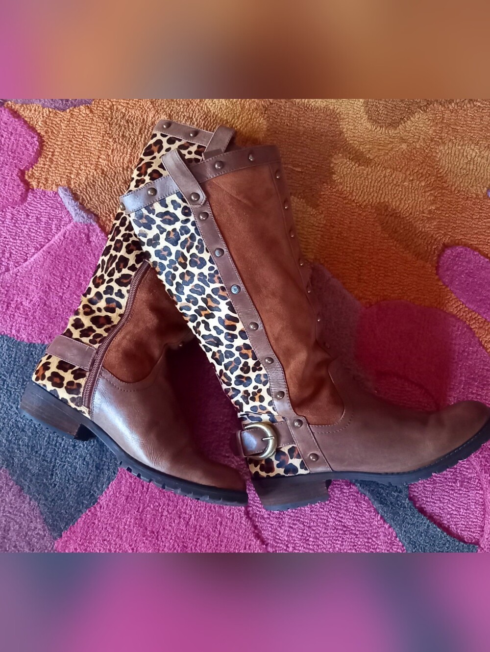 Leopard🐅 Brown Riding Boots - Picture 2 of 15